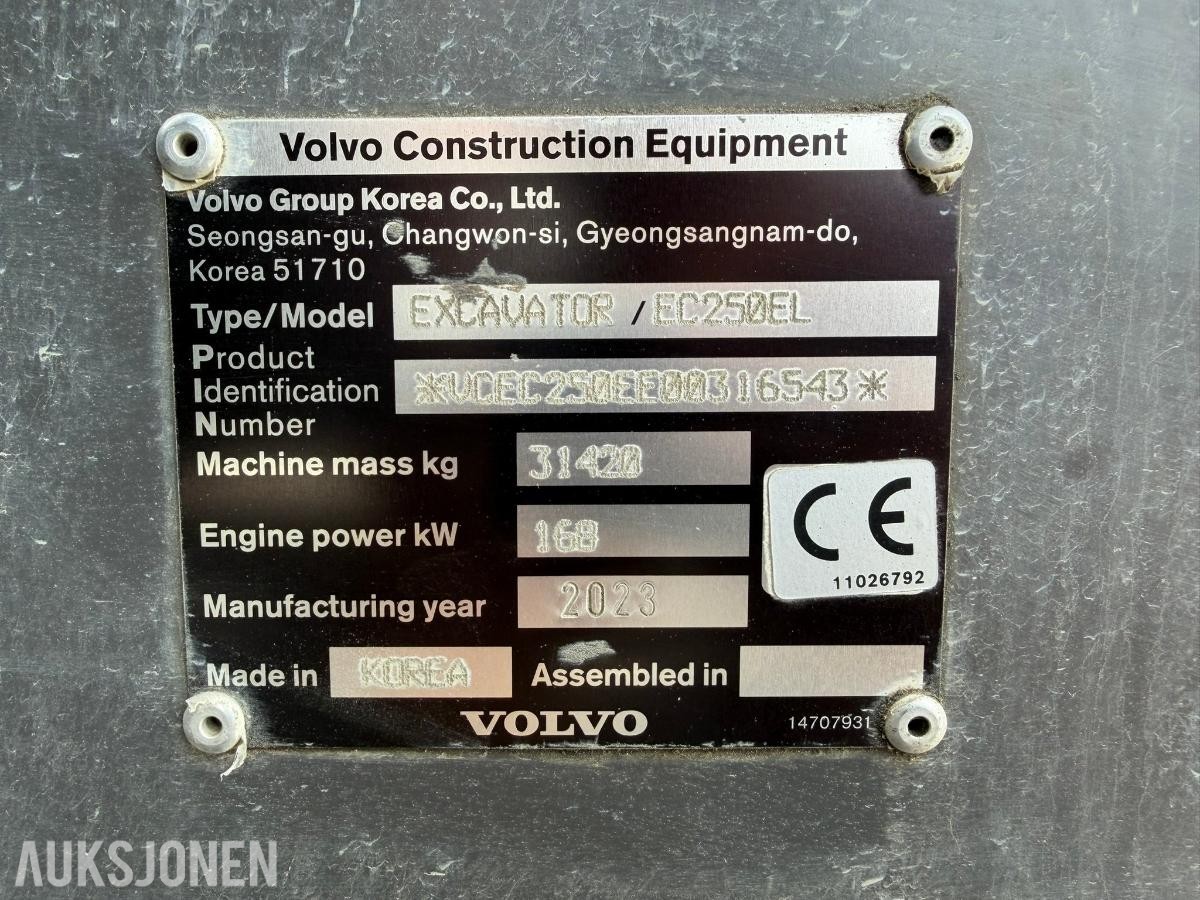 2023 Volvo EC250EL Beltegraver - 1778t
