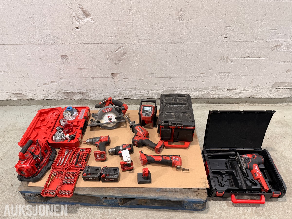 Milwaukee M18/M12 elektroverktøy, batterier, lader og tilbehør