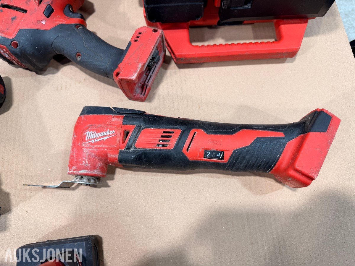 Milwaukee M18/M12 elektroverktøy, batterier, lader og tilbehør