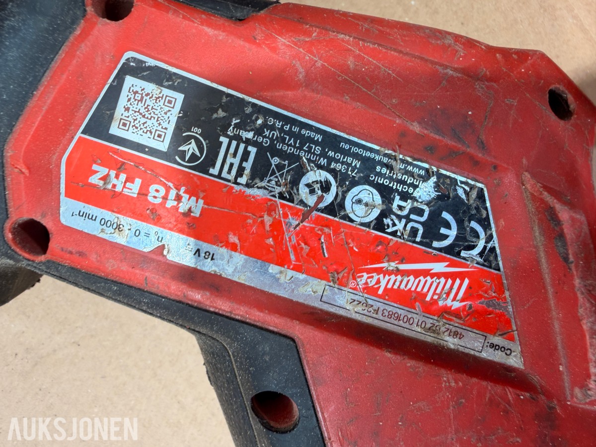 Milwaukee M18/M12 elektroverktøy, batterier, lader og tilbehør