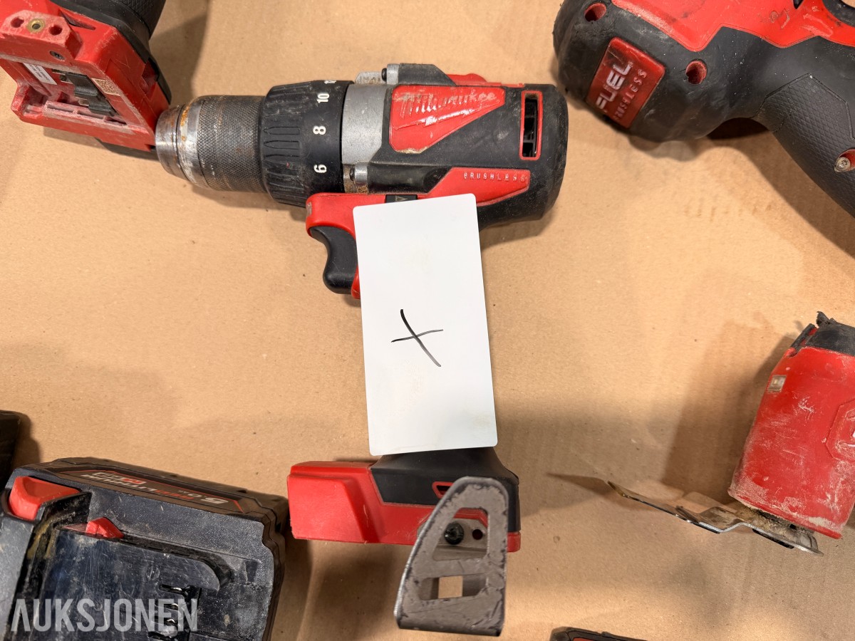 Milwaukee M18/M12 elektroverktøy, batterier, lader og tilbehør