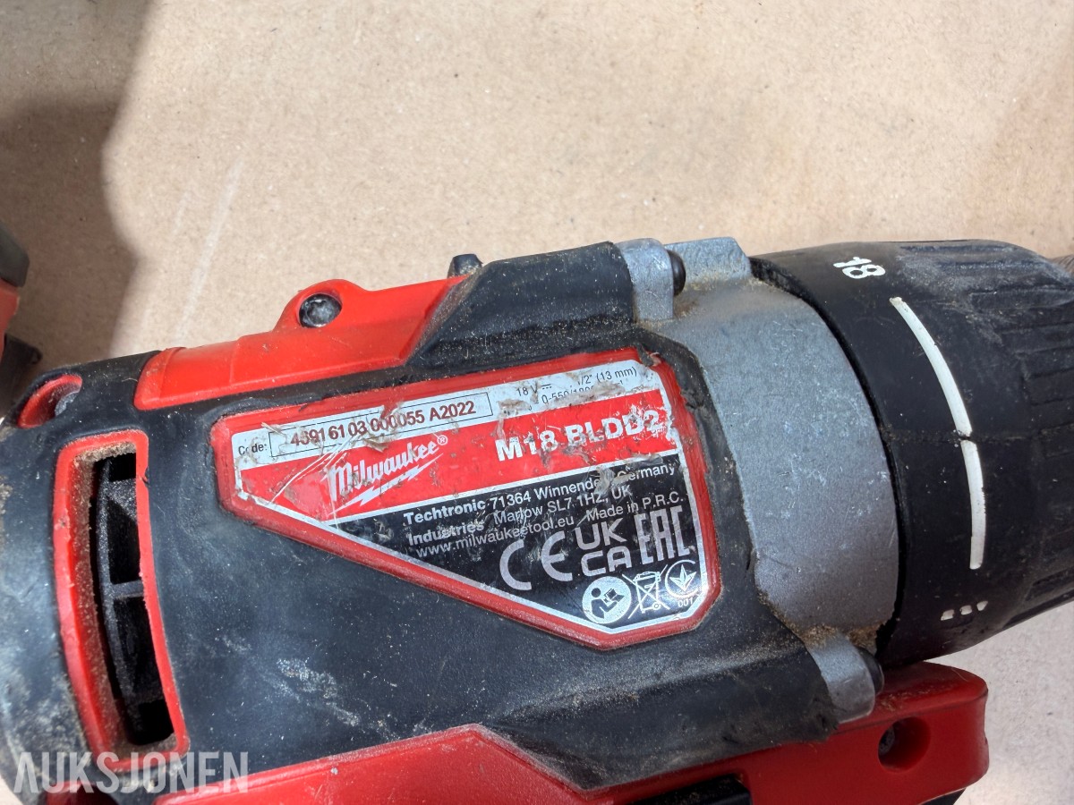 Milwaukee M18/M12 elektroverktøy, batterier, lader og tilbehør