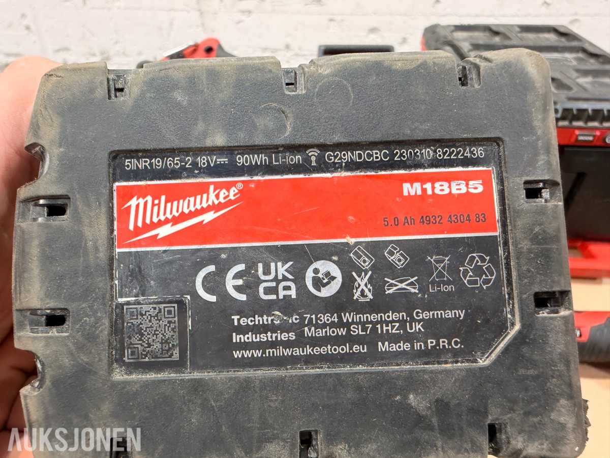 Milwaukee M18/M12 elektroverktøy, batterier, lader og tilbehør