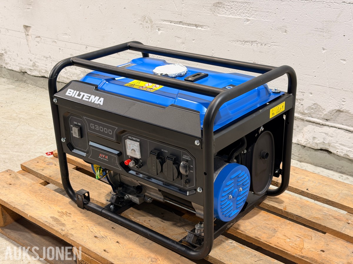 2025 Biltema strømaggregat G3000 3,0 kW – 230 V bensindrevet aggregat