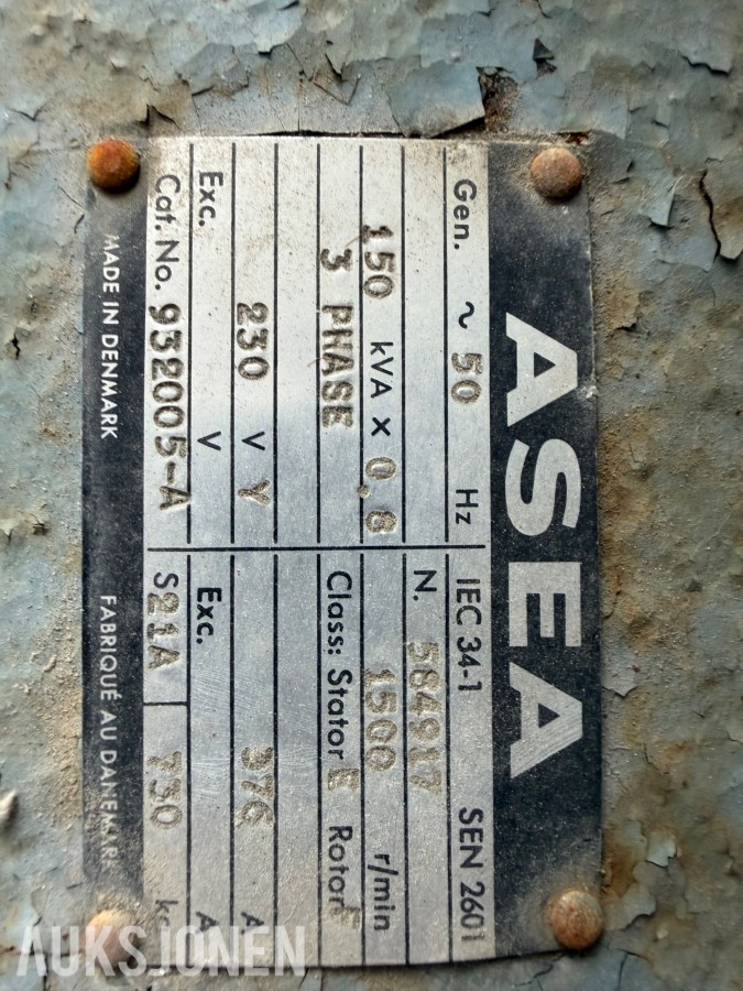 ASEA 150 kva Strømaggregat 230 volt