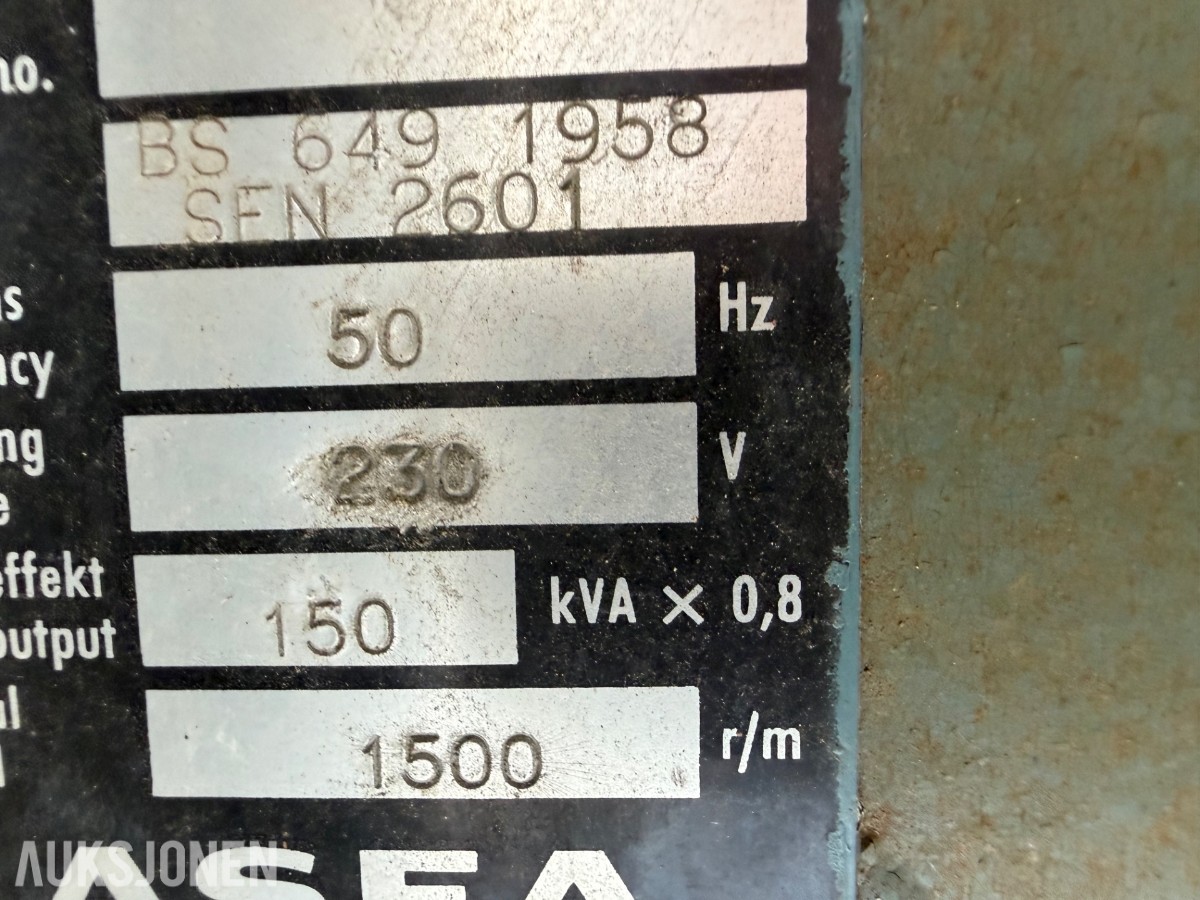 ASEA 150 kva Strømaggregat 230 volt