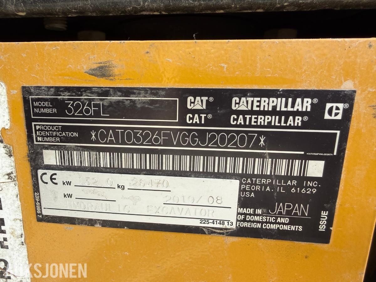 2020 Cat 326F Gravemaskin m/Tiltrotator og 2 skuffer