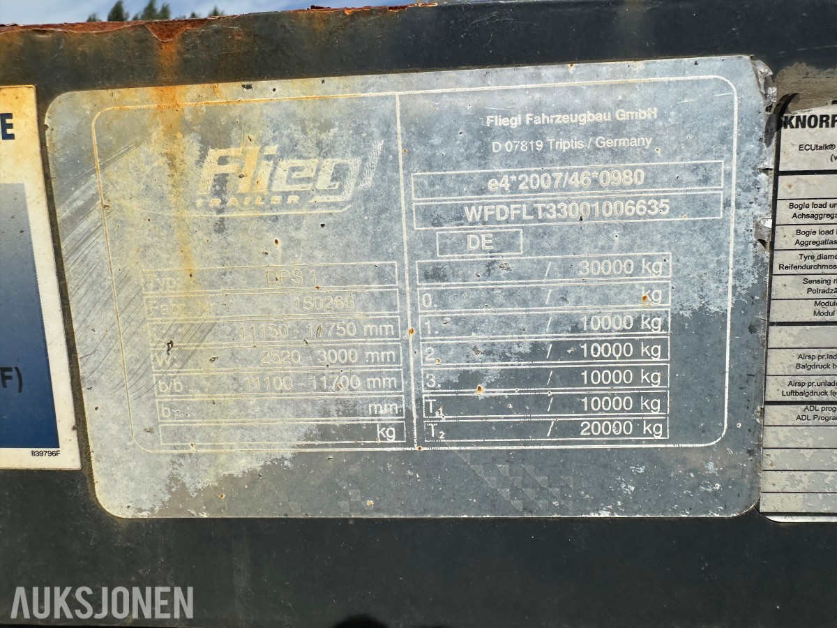 2017 - FLIEGL FAHRZEUGBAU DTS 300 - Slepe/maskin tralle