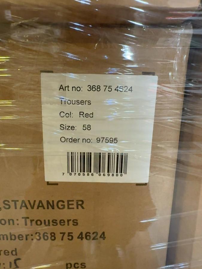 284 stk Univern Trousers red str 44/50/56/58/66/68