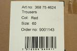284 stk Univern Trousers red str 44/50/56/58/66/68