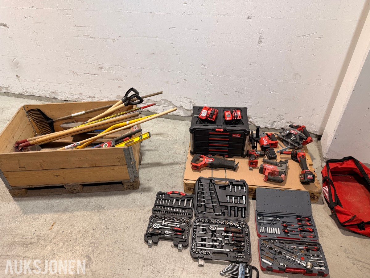 Milwaukee M18 elektroverktøy, batterier, verktøysett, redskaper og håndverktøy