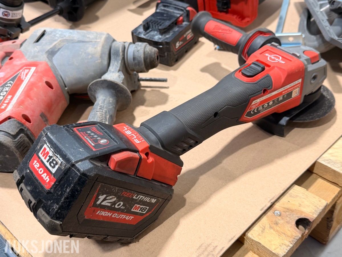 Milwaukee M18 elektroverktøy, batterier, verktøysett, redskaper og håndverktøy