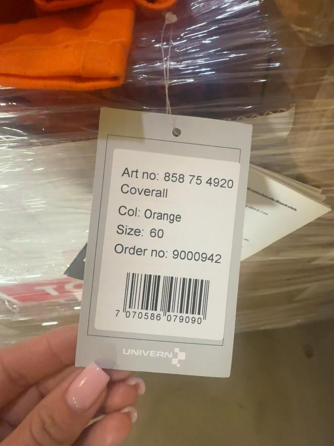 104 stk Univern Coverall orange str 44/52/62/64