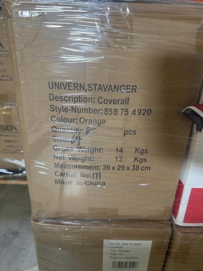104 stk Univern Coverall orange str 44/52/62/64