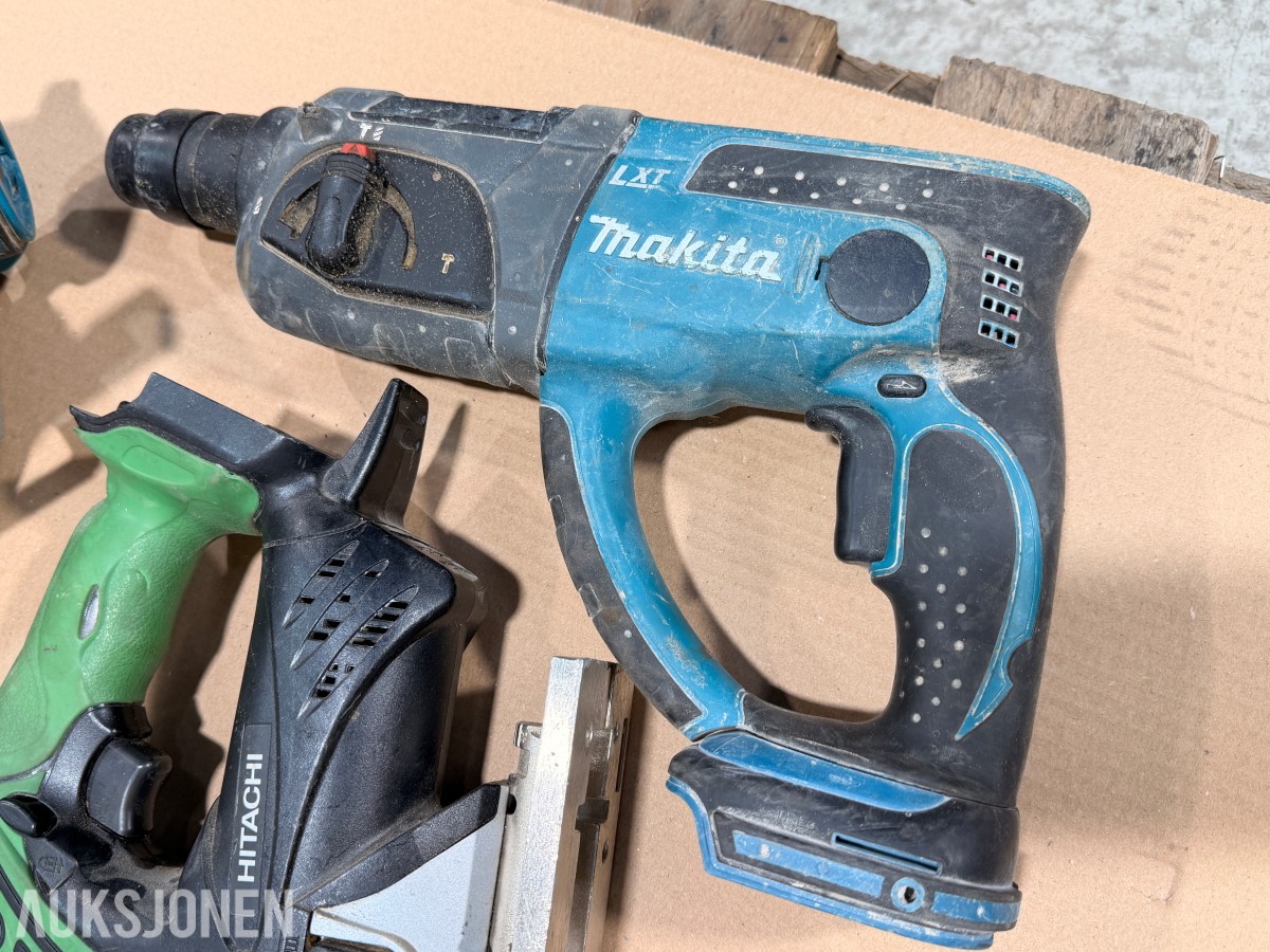 Verktøyparti med Milwaukee, Makita, Bosch, Hitachi og Basso