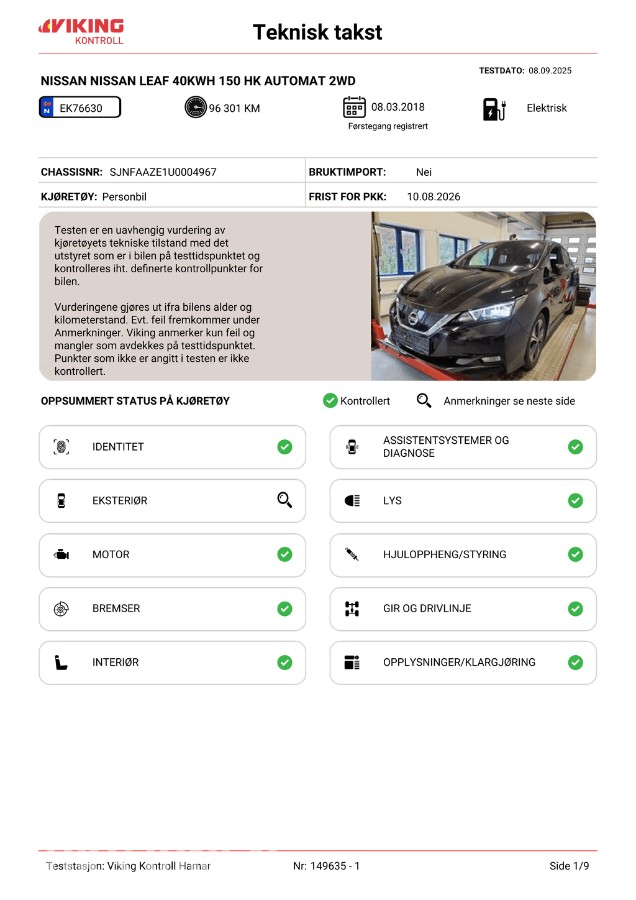 2018 Nissan Leaf 40kWh Ryggekamera, Cruisekontroll, rattvarme
