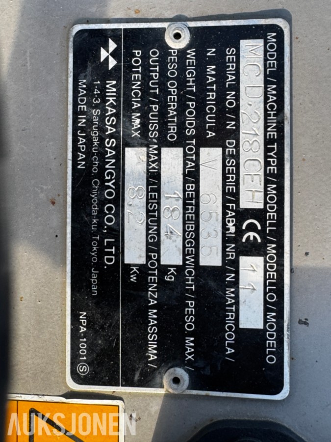 Mikasa MCD-218V bensindrevet betongsag/gulvsag med Honda GX390 motor