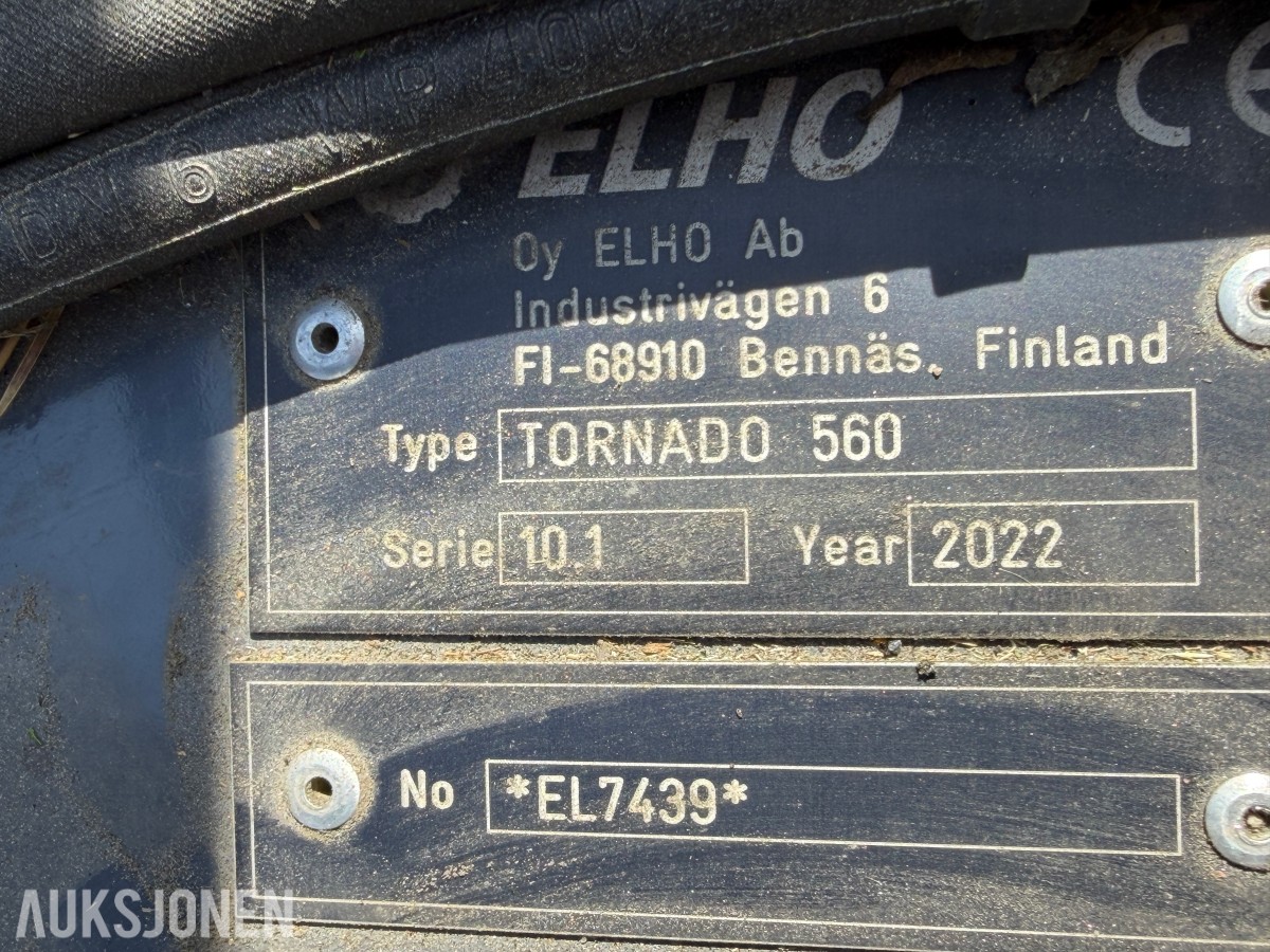 2023 ELHO TORNADO 560 KANTSLÅTTMASKIN – 5,5 M REKKEVIDDE – HARDOX – PTO – VARSLINGSTAVLE