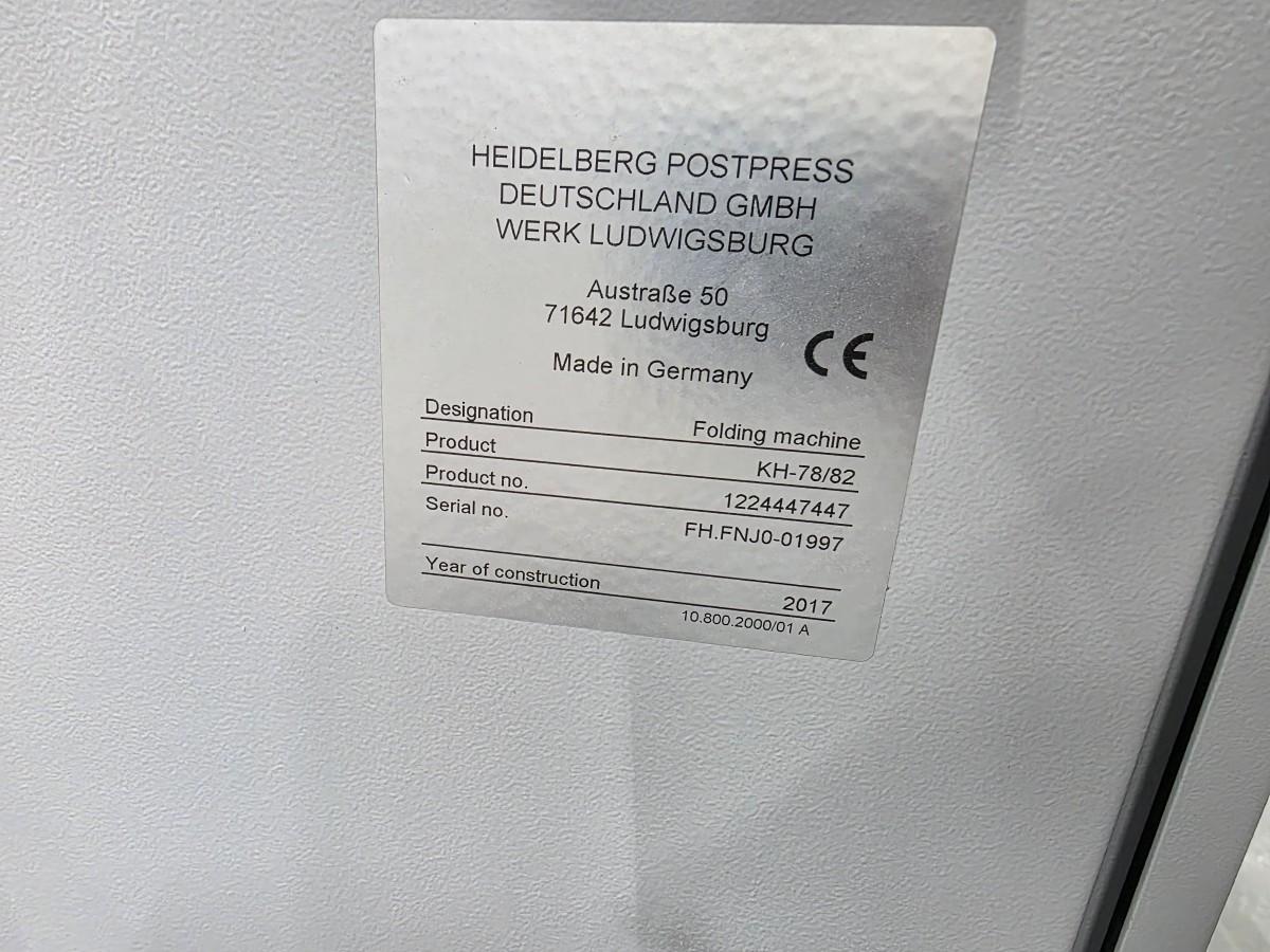 2017 Heidelberg Stahlfolder KH-78/82 falseanlegg med PFH-82