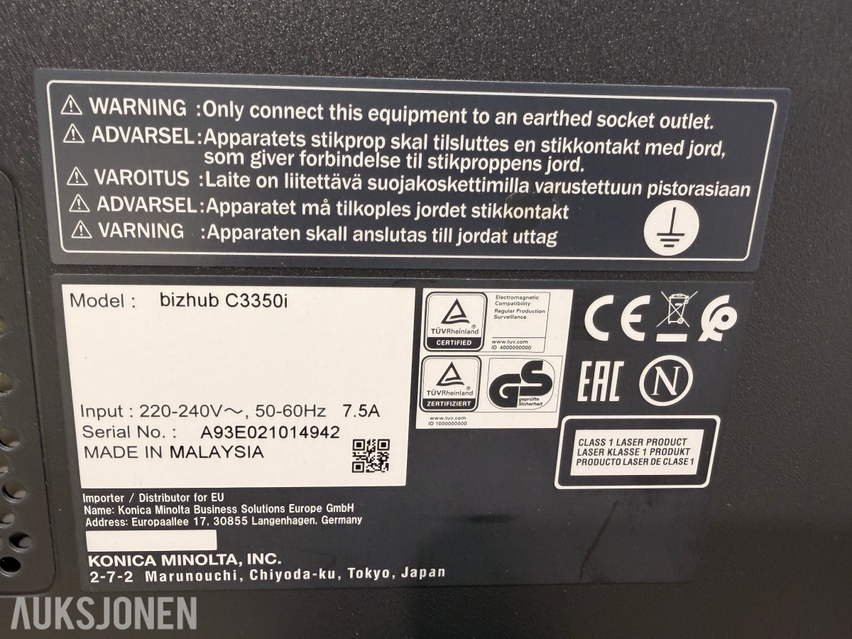 2024 Konica Minolta bizhub C3350i A4 farge multifunksjonsskriver