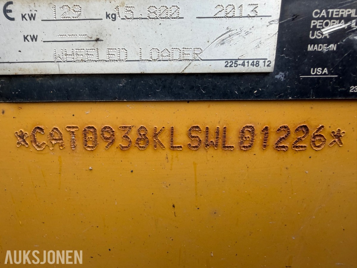 2013 Cat 938K Hjullaster. nylig sertifisert. Vekt i skuffe