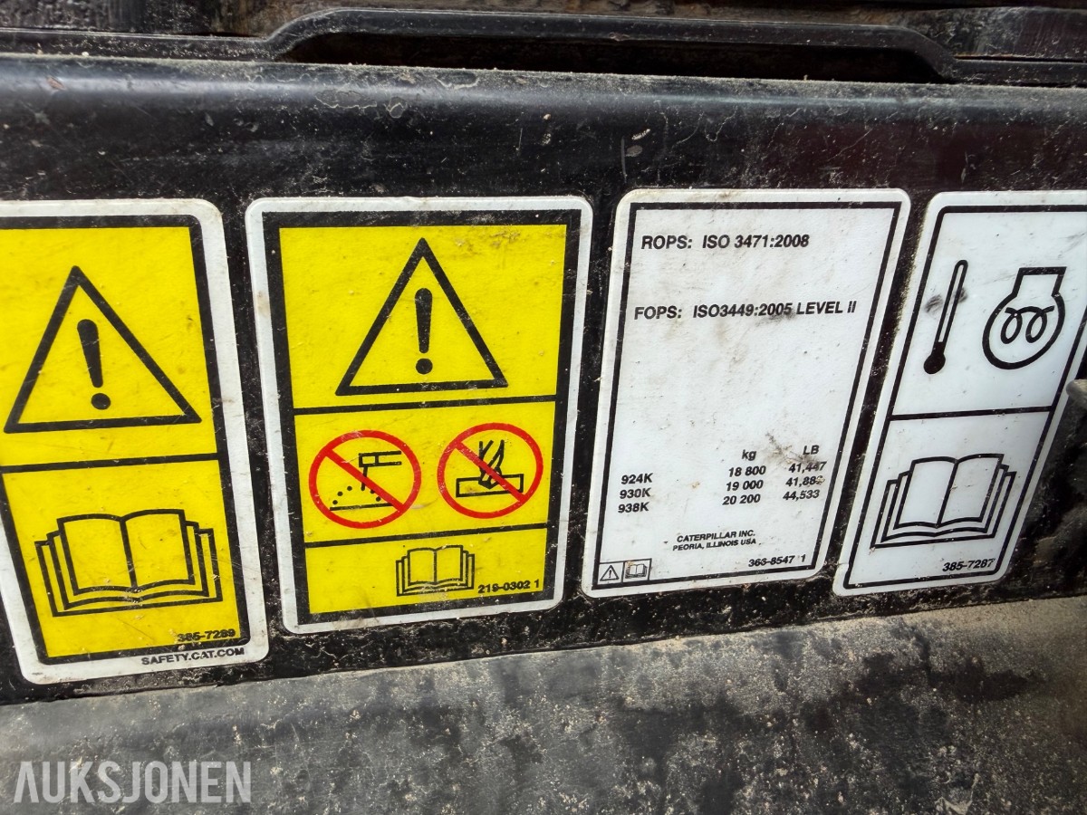 2013 Cat 938K Hjullaster. nylig sertifisert. Vekt i skuffe