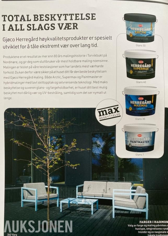 Utendørsmaling ca 62kg/50L - velg farge selv!