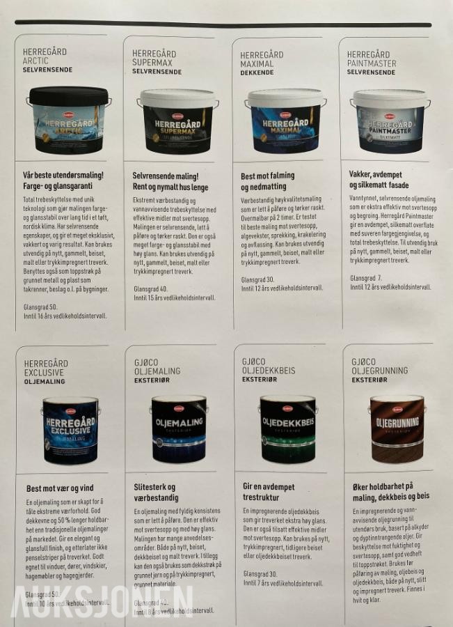 Utendørsmaling ca 62kg/50L - velg farge selv!