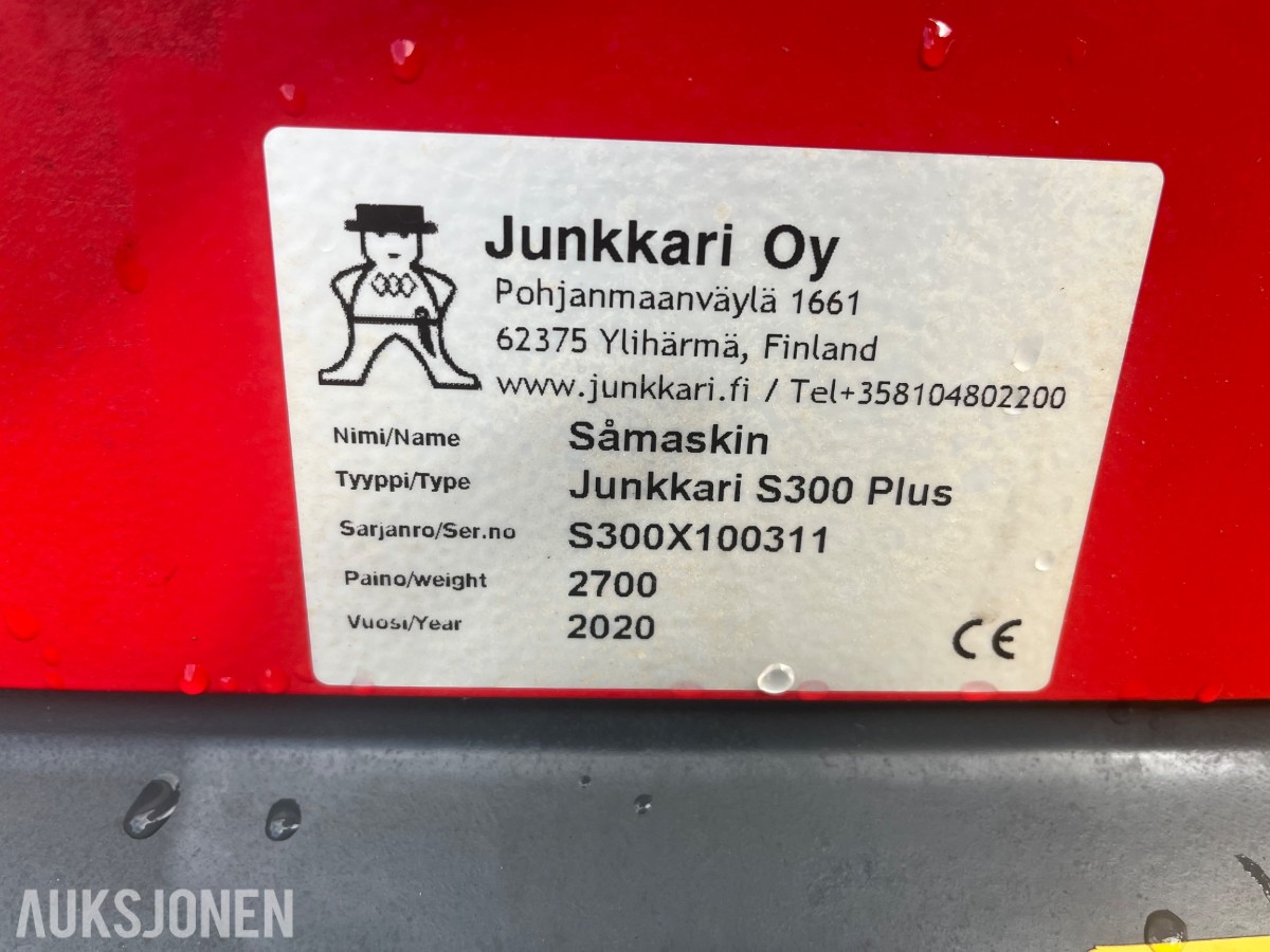 Junkkari S 300 plus Såmaskin. 2020 mod. Kombi. Velholdt