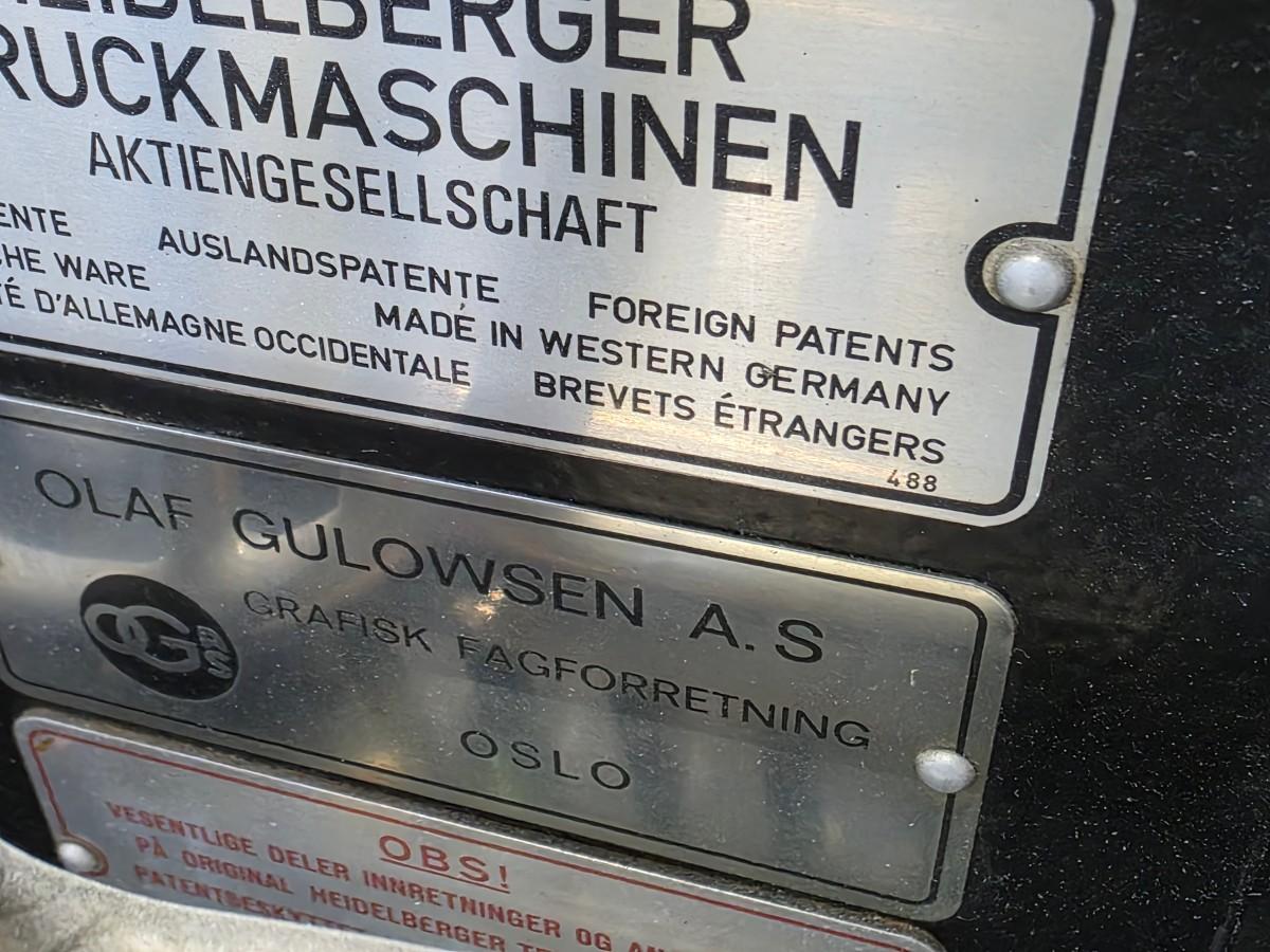 1973 Heidelberg Vinge Druckmaschinen/Stanse