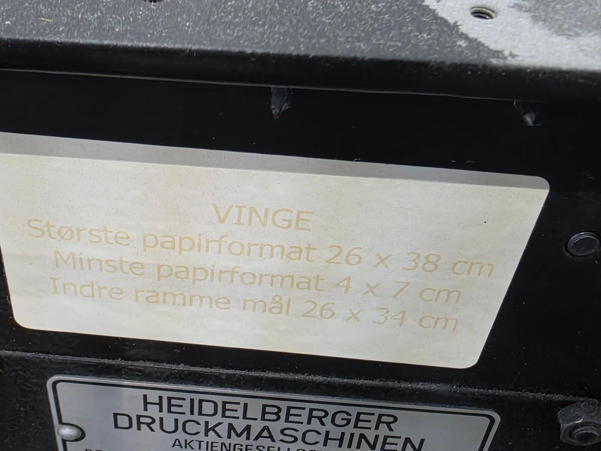 1973 Heidelberg Vinge Druckmaschinen/Stanse
