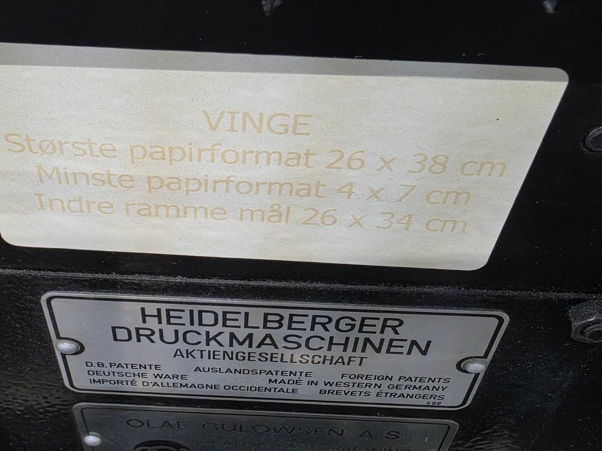 1973 Heidelberg Vinge Druckmaschinen/Stanse