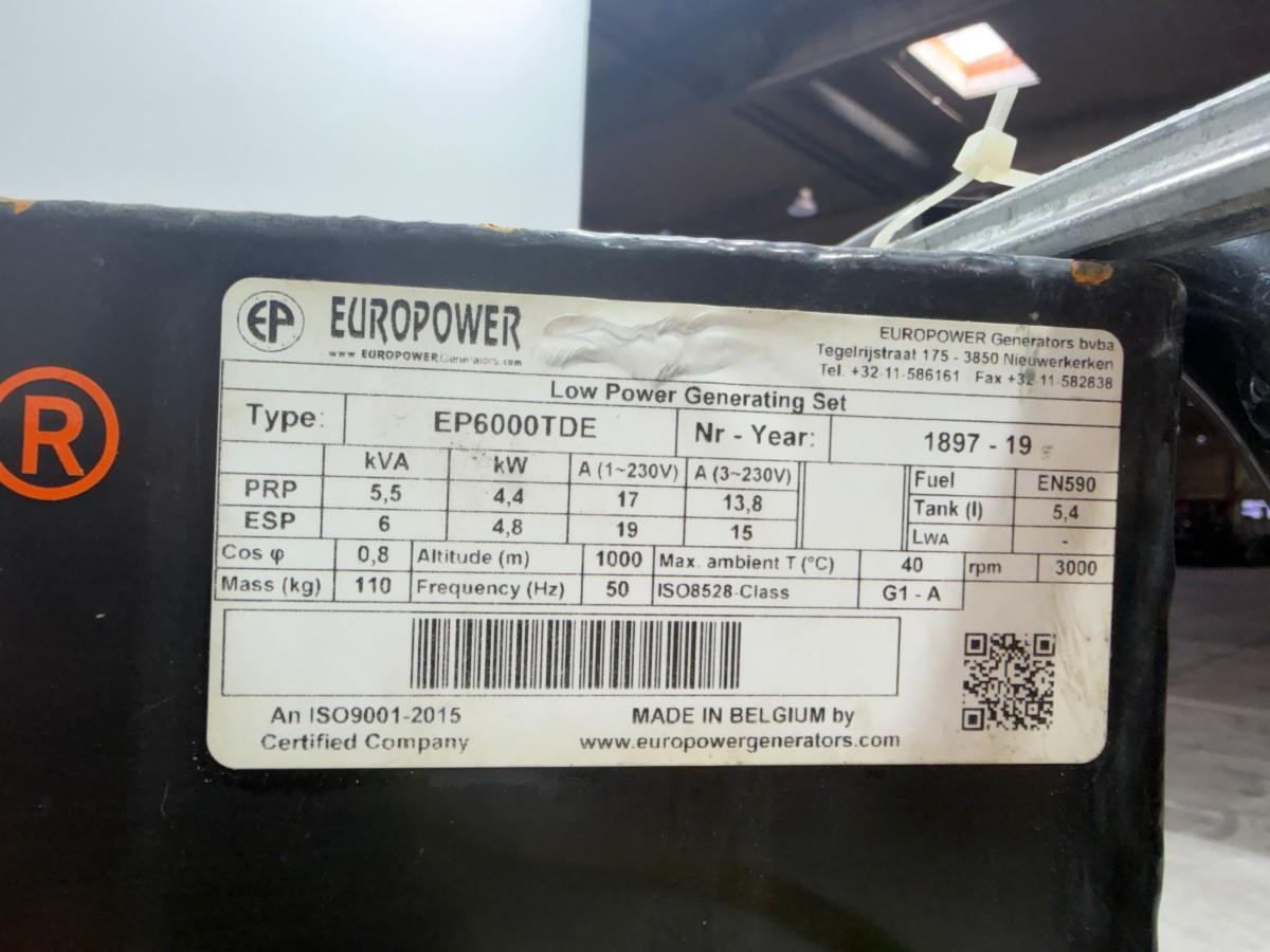 2019 Europower EP6000TDE 3-fase dieselaggregat – 6 kVA