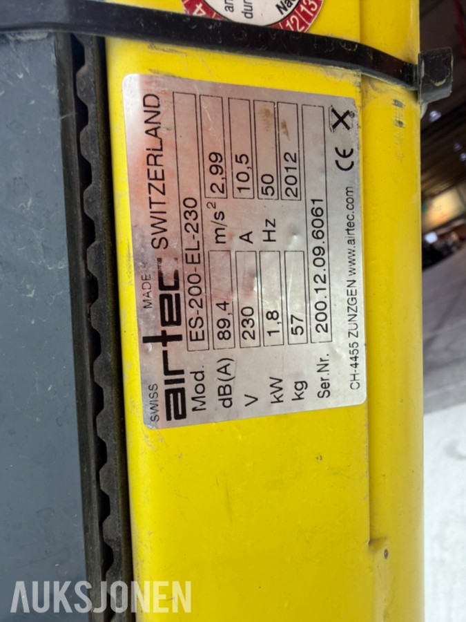 2012 Airtec ES-200 gulvfres 230 V – 200 mm arbeidsbredde