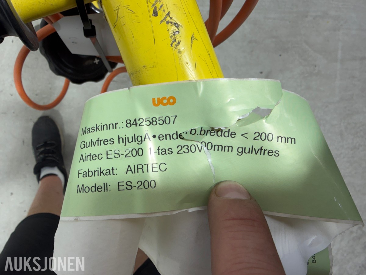 2012 Airtec ES-200 gulvfres 230 V – 200 mm arbeidsbredde