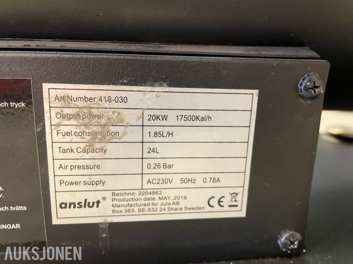 2019 Anslutt Varme kanon 20 KW Repp obj