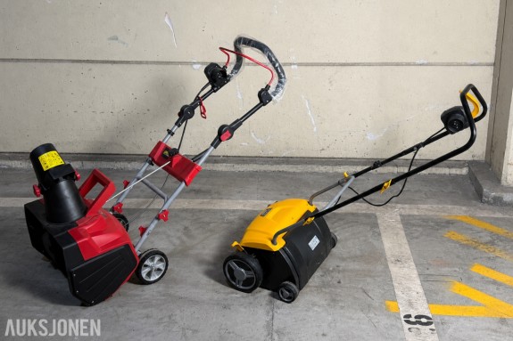 Meec Tools elektrisk snøfreser 2000 W og STIGA SV 213 E vertikalskjærer