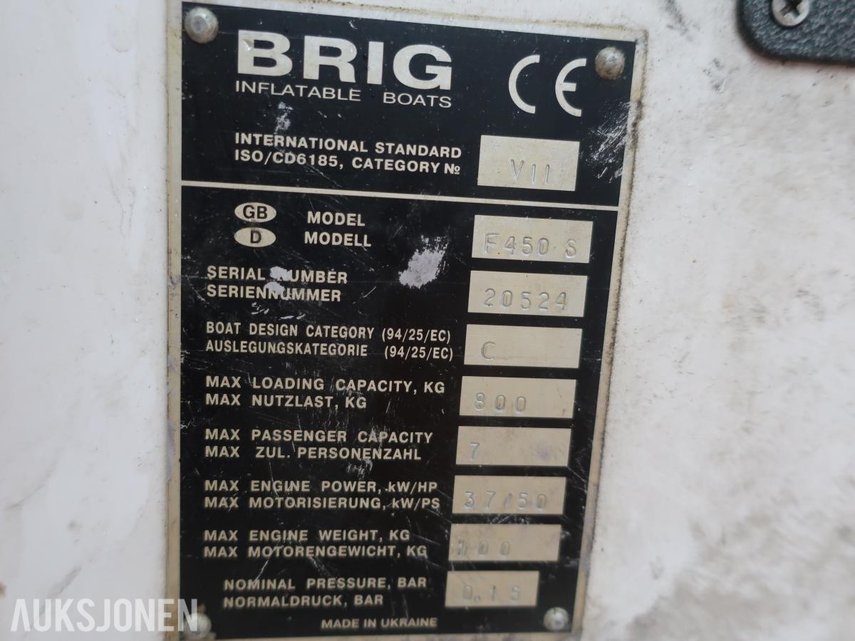 2001 BRIG 450 s RIB med henger og suzuki motor