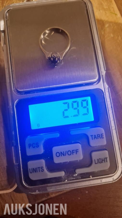 18K gullanheng m/ 12 diamanter + 585 gullring – blå edelsteiner