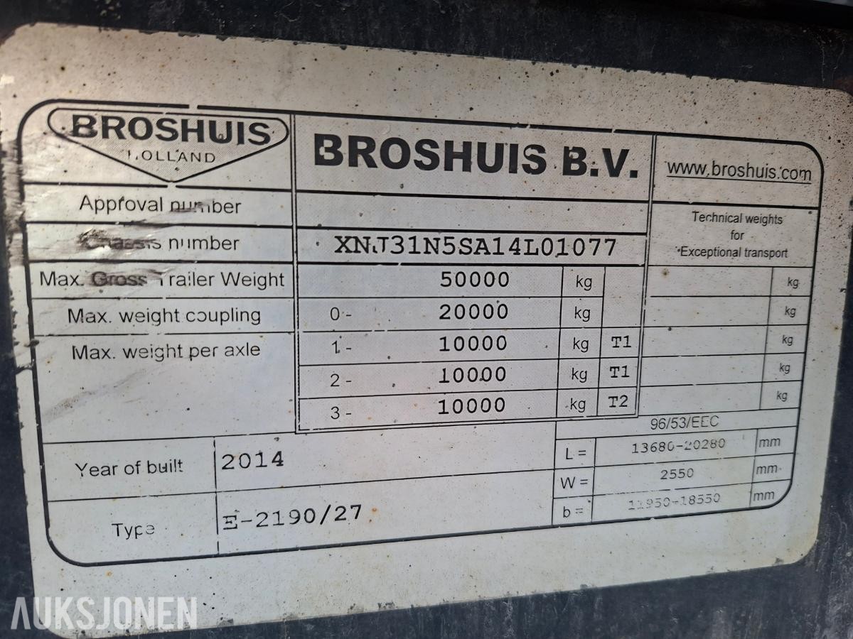 2014 Broshuis E2190/27 semi med 6,6 meter uttrekk