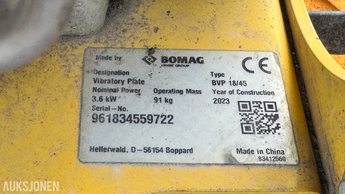 2023 Bomag BVP 18/45 vibroplate – Rep.-objekt