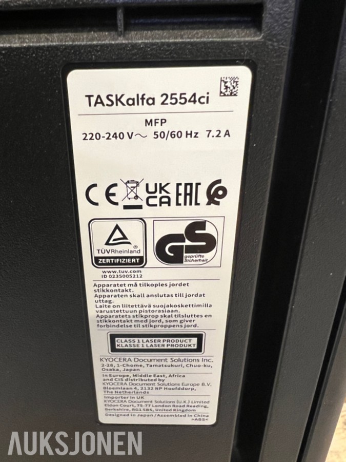 2022 TASKalfa 2554ci m/utstyr