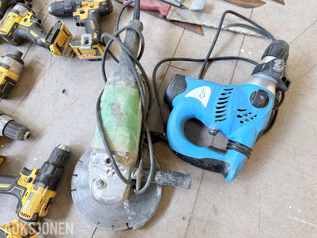 Verktøypakke / parti med DeWalt, Hitachi, Makita m.m. – selges samlet