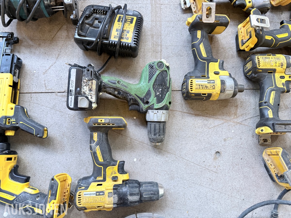 Verktøypakke / parti med DeWalt, Hitachi, Makita m.m. – selges samlet