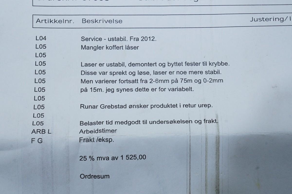 Spectra Precision UL633 rotasjonslaser med RC603 fjernkontroll og stativ