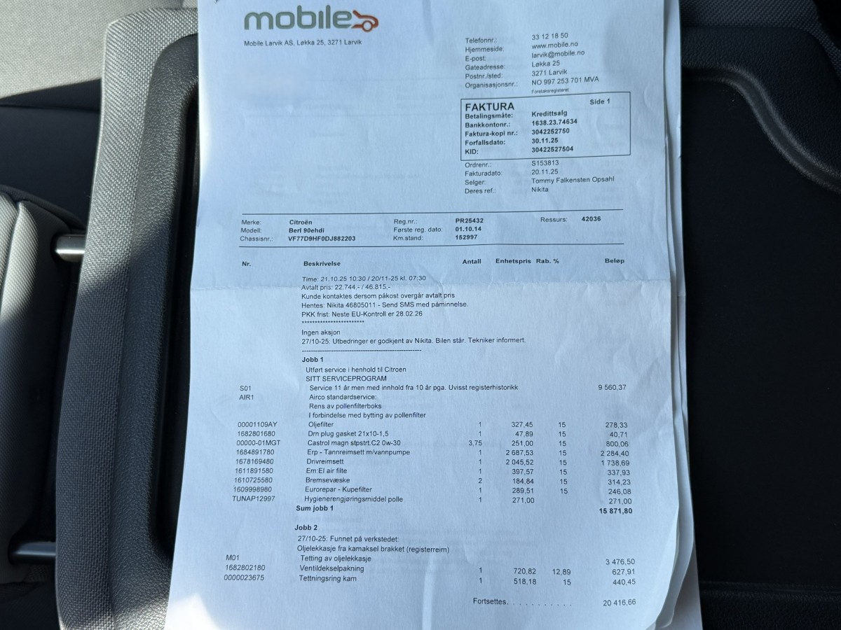 2014 Citroen BERLINGO 1.6-90 D Manuell - Hengerfeste -  159719 km