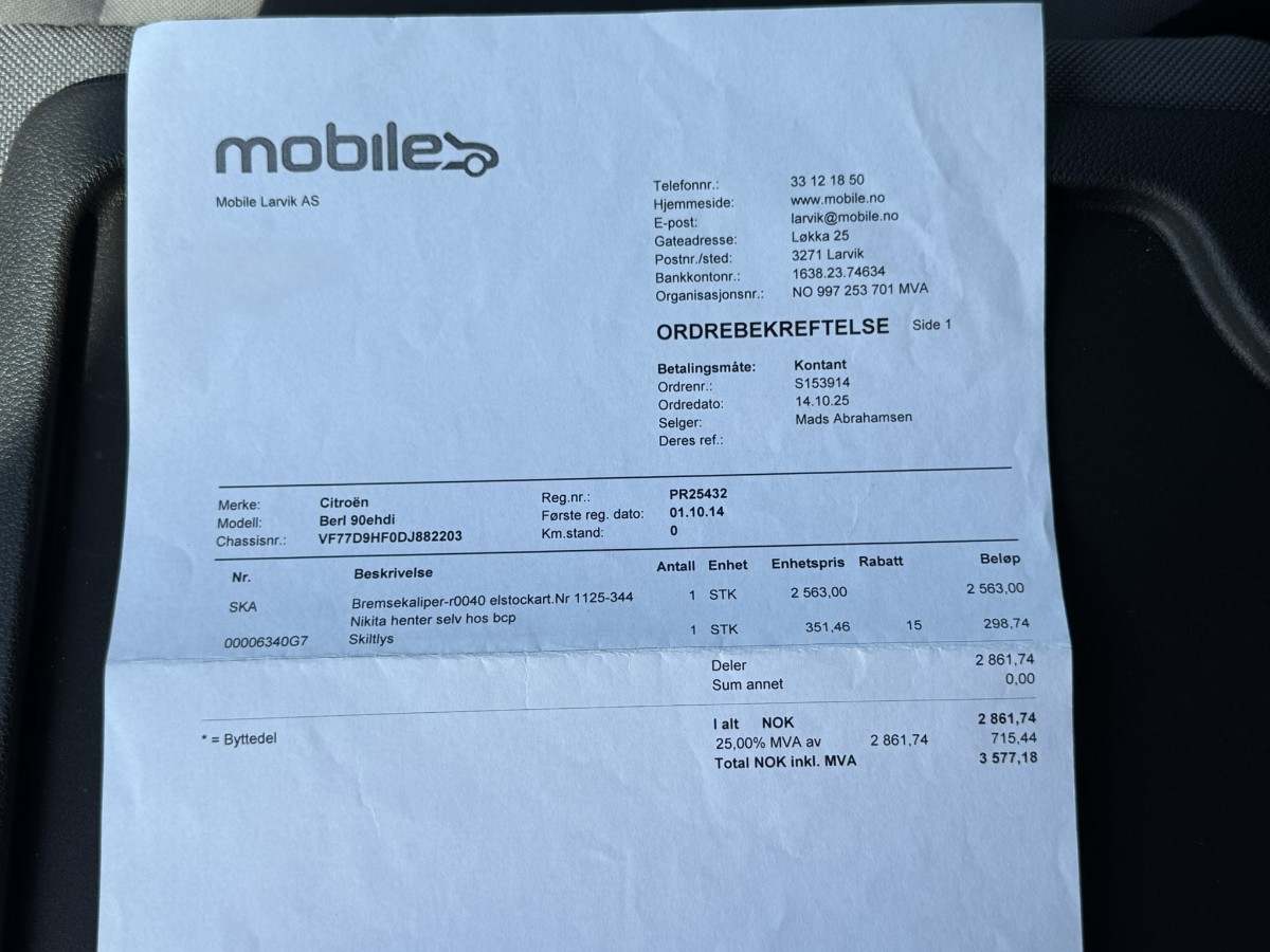 2014 Citroen BERLINGO 1.6-90 D Manuell - Hengerfeste -  159719 km