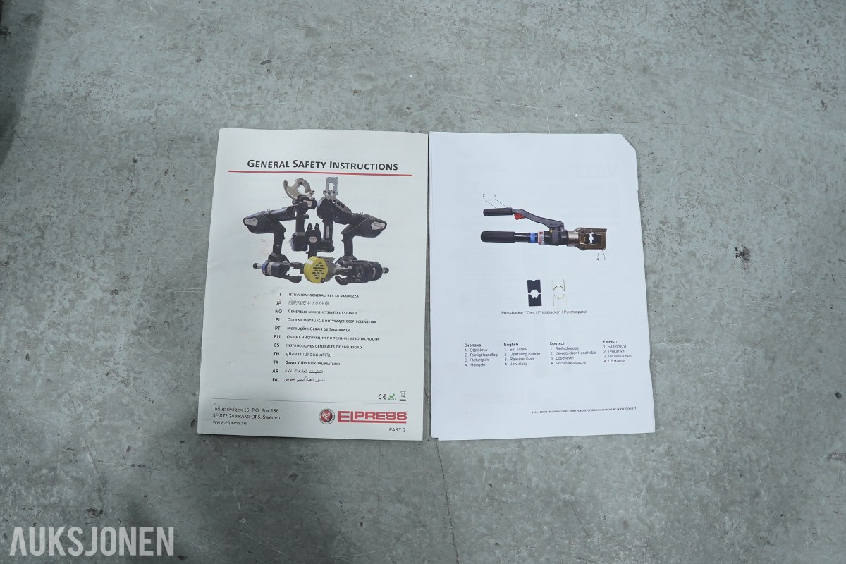 Elpress V611 hydraulisk pressverktøy med pressbakker og C-hylser