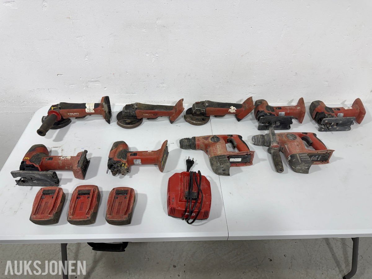 Hilti 22V batteriverktøy - 9 maskiner, 3 batterier og lader