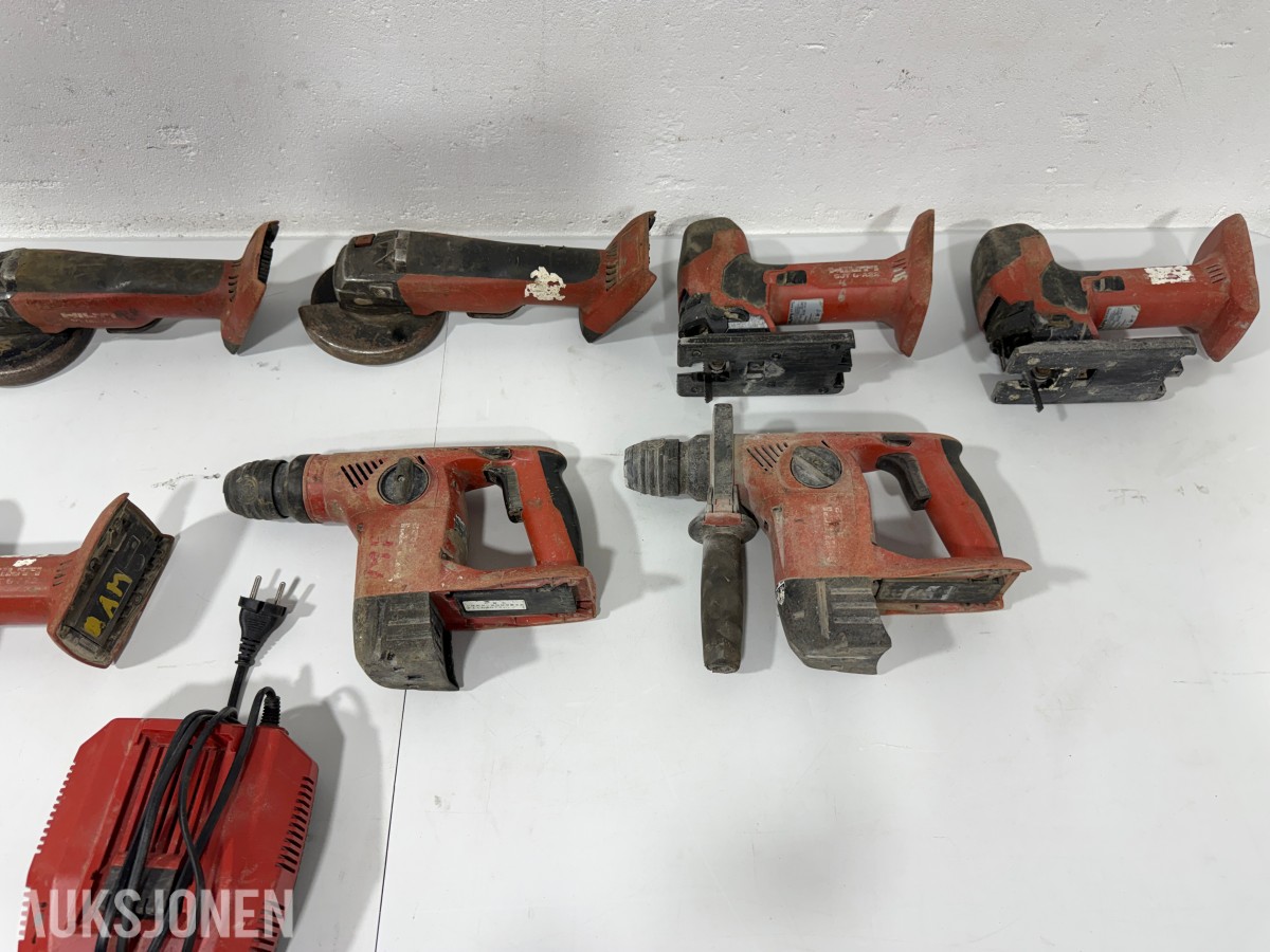 Hilti 22V batteriverktøy - 9 maskiner, 3 batterier og lader
